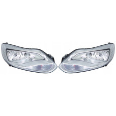 Фара Ford FOCUS 11-14 левая ЭЛ. H7,H1,PY21W, W5W ХРОМ.; +КОРРЕКТОР ВСТРОЕННЫЙ.